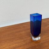 Swedish glass block vase from the mid-century by Aseda Sweden, 1960s.