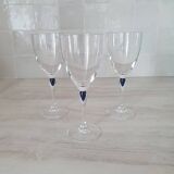 3 wine/water glasses Crystal d'Arques model Venice Sapphire blue