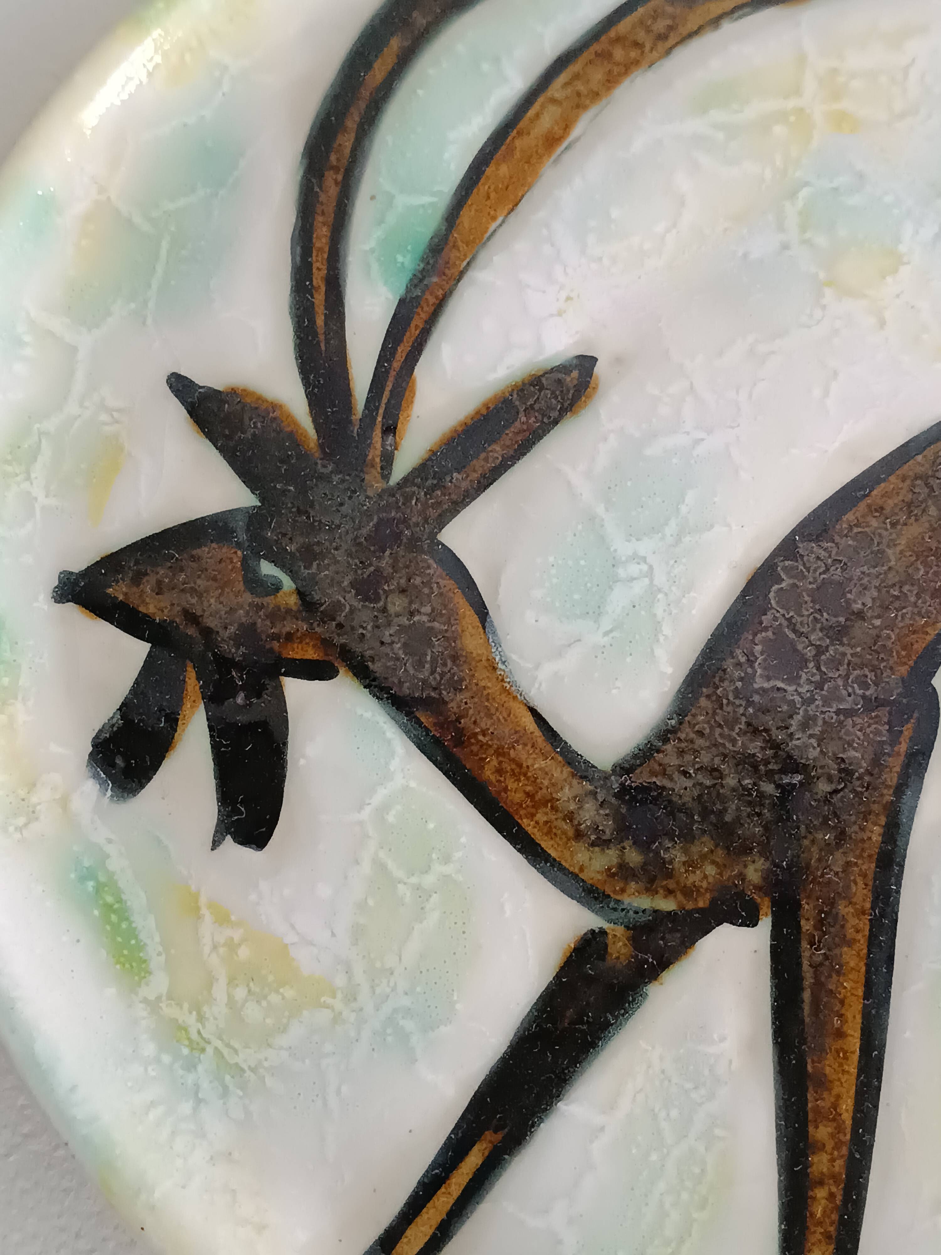 Ceramic plate by Jacques Marie, deer decoration, 1960