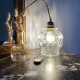 Walking lamp with vintage glass globe