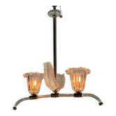 Lustre vénitien en verre de Murano transparent et laiton vers 1950