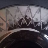 Oval centerpiece in smoked glass, art deco patterns