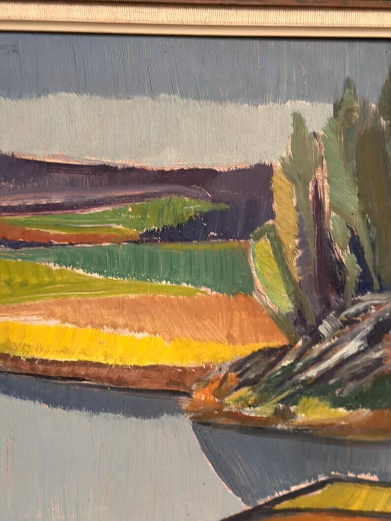 Original Swedish Oil on Panel - "Natural Landscape" by Frans Rase (1913-1994) - Signed - Vintage & Framed - 56 × 48 cm (22" × 18.9")
