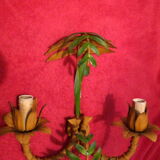 Pair of painted tole sconces decor palm