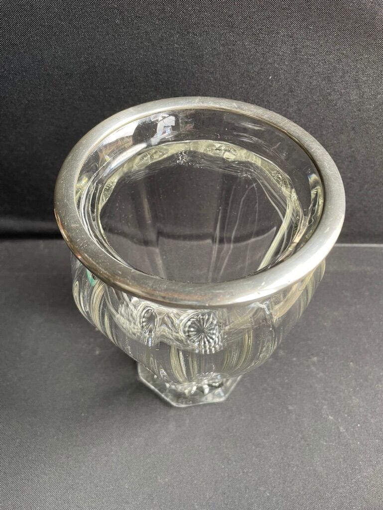 Vase in cut crystal and silver hallmark head of minerva 1st title