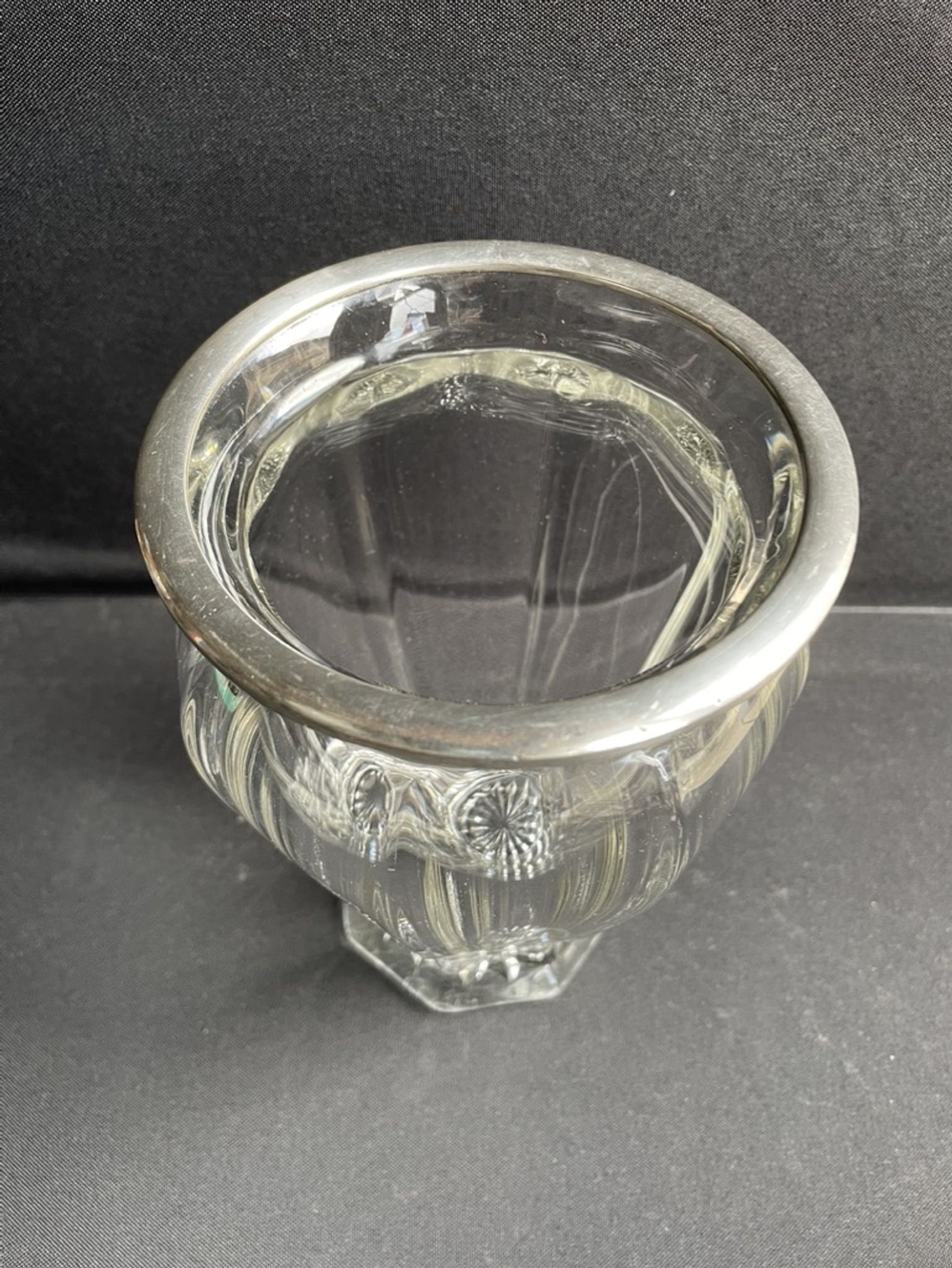 Vase in cut crystal and silver hallmark head of minerva 1st title
