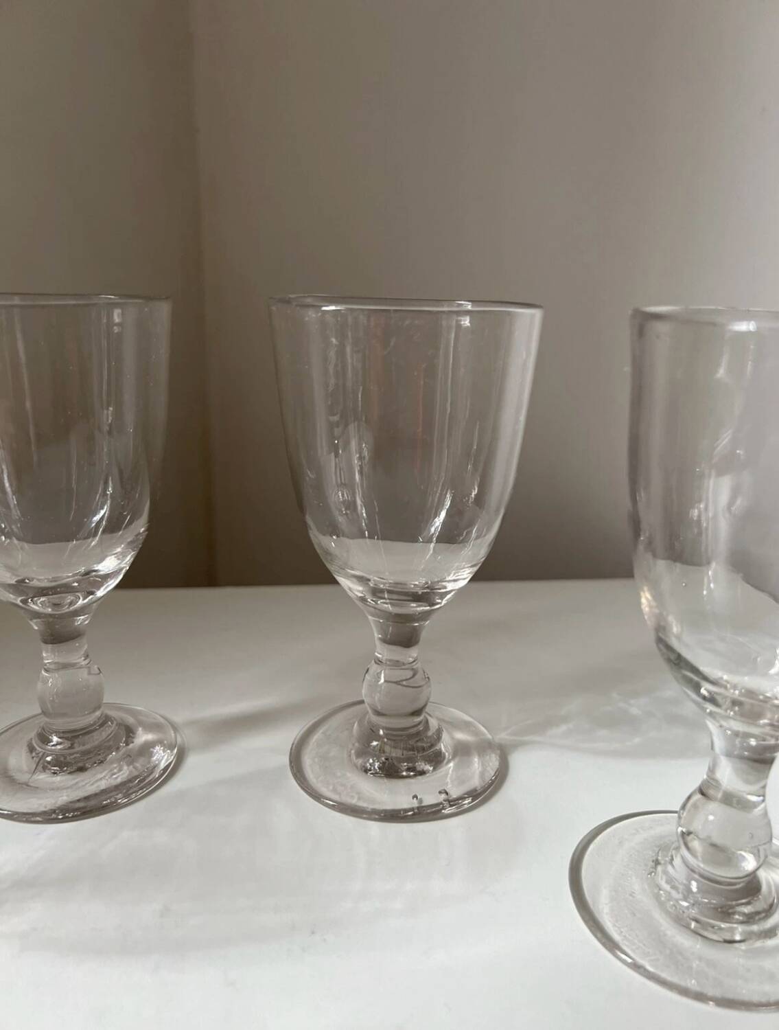 Set of 6 antique 19th century bistro balloon glasses