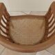 2 Colonial armchairs in natural solid wood with cane seats