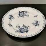Plat de service céramique de Sarreguemines, modèle Flore bleu