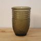 Vintage olive green smoked glass vase – Textured relief decoration – H19 cm