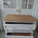 Vintage chest of drawers with pearl gray patina and waxed finish, 3 drawers, wooden top.