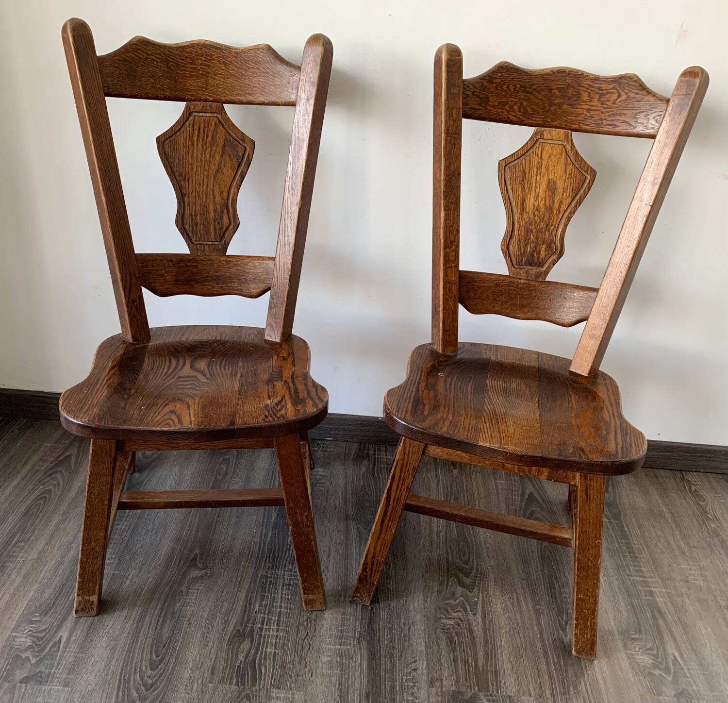 Pair of Brutalist Oak Chairs