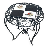 Guéridon – Villeroy & Boch – Decoration – Wrought iron and tiles