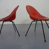 Set of French Fiberglass Side Chairs, 1960s