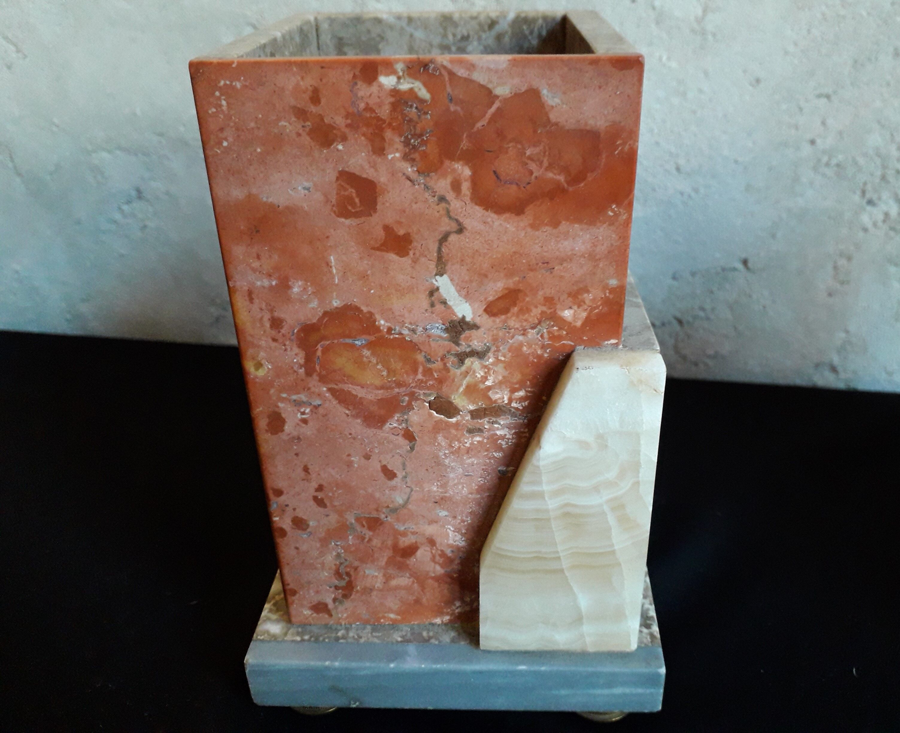 Pair of marble and onyx book clamts