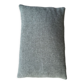 Blue green cushion in coarse linen
