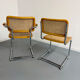Set of 2 Italian cantilever chairs in cane Cesca 1970s,
