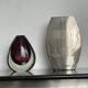 Decorative stainless steel vase with geometrical shapes imprinted, 1970's