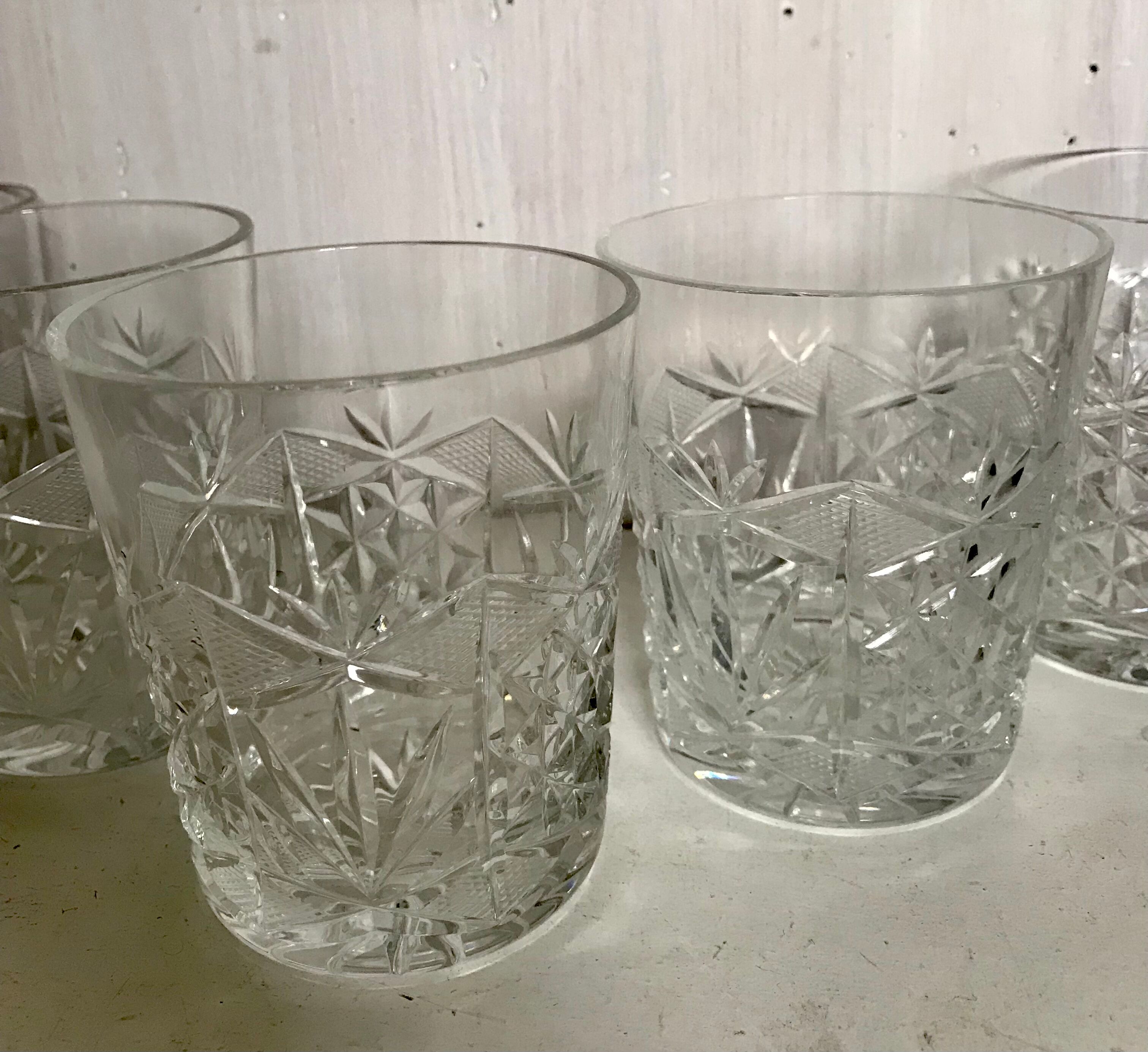 Set of 5 crystal whiskey glasses