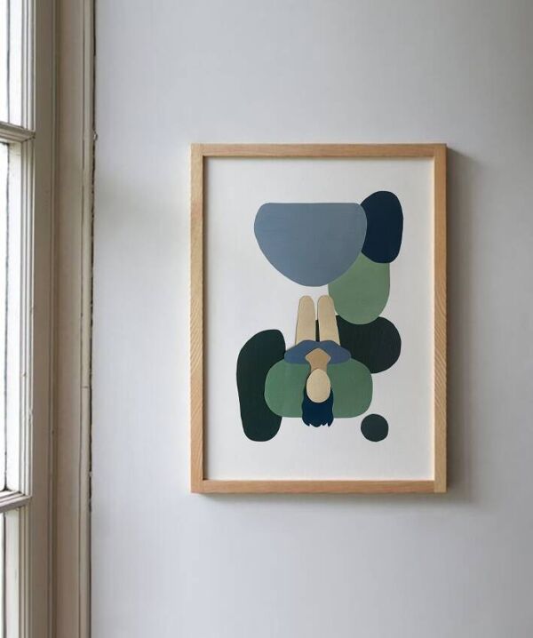 Peinture originale - blue clouds - encadré - signé ackeogh