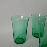 lot de 5 verres à eau en verre vert made in France années 70