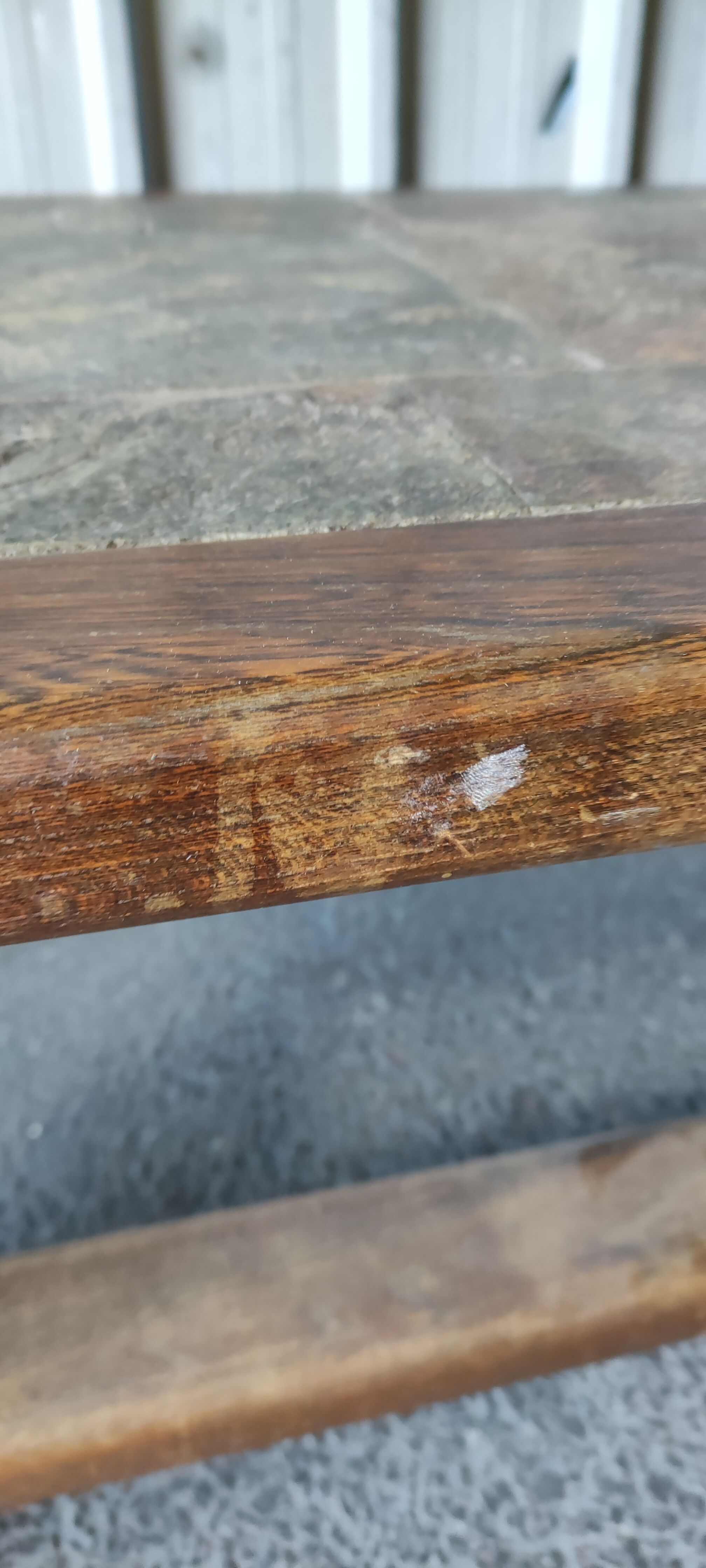 Coffee table slate top foot ball