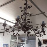 Black flower decor chandelier 6 lights