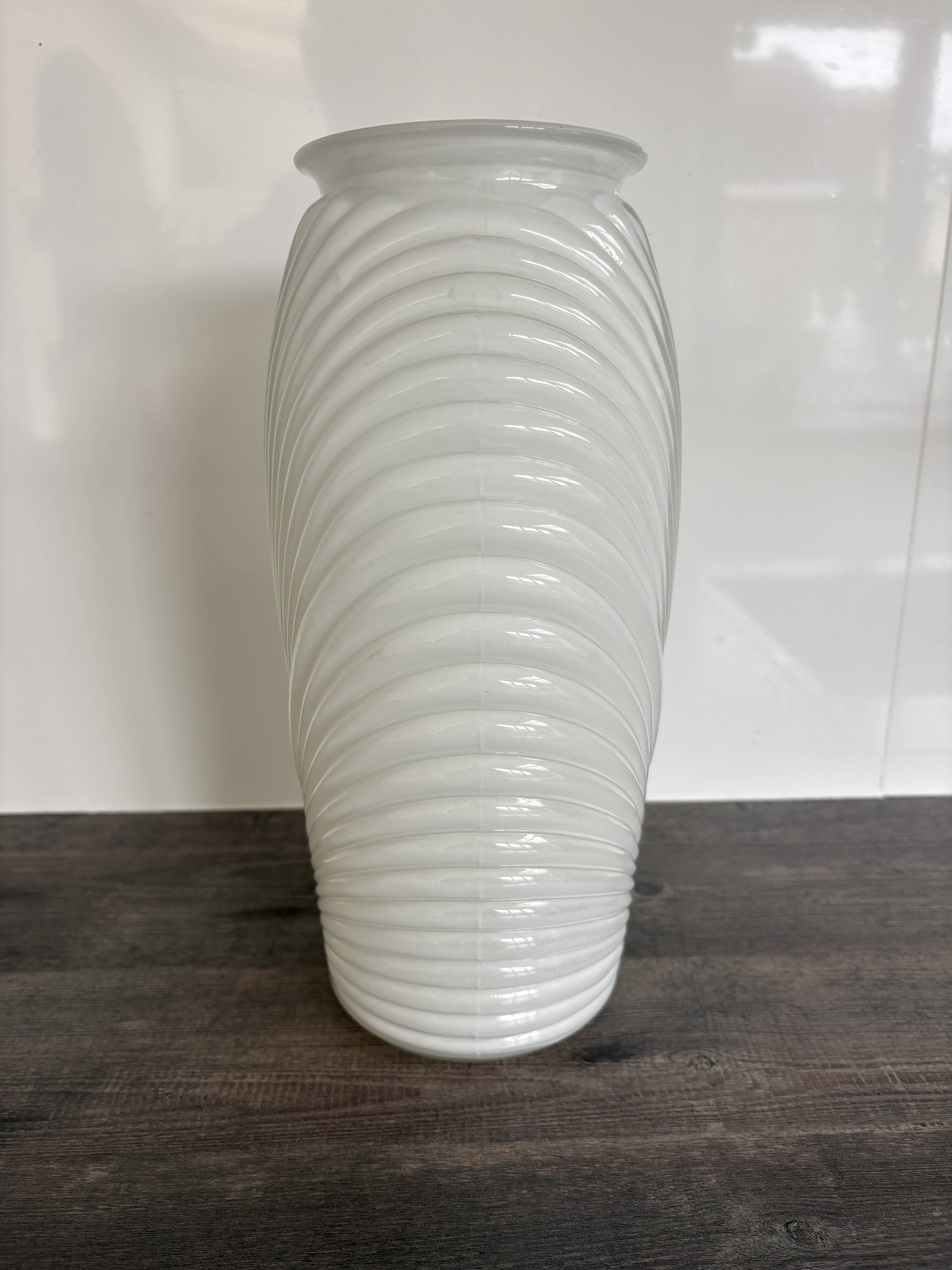 Vintage large pressed white glass vase