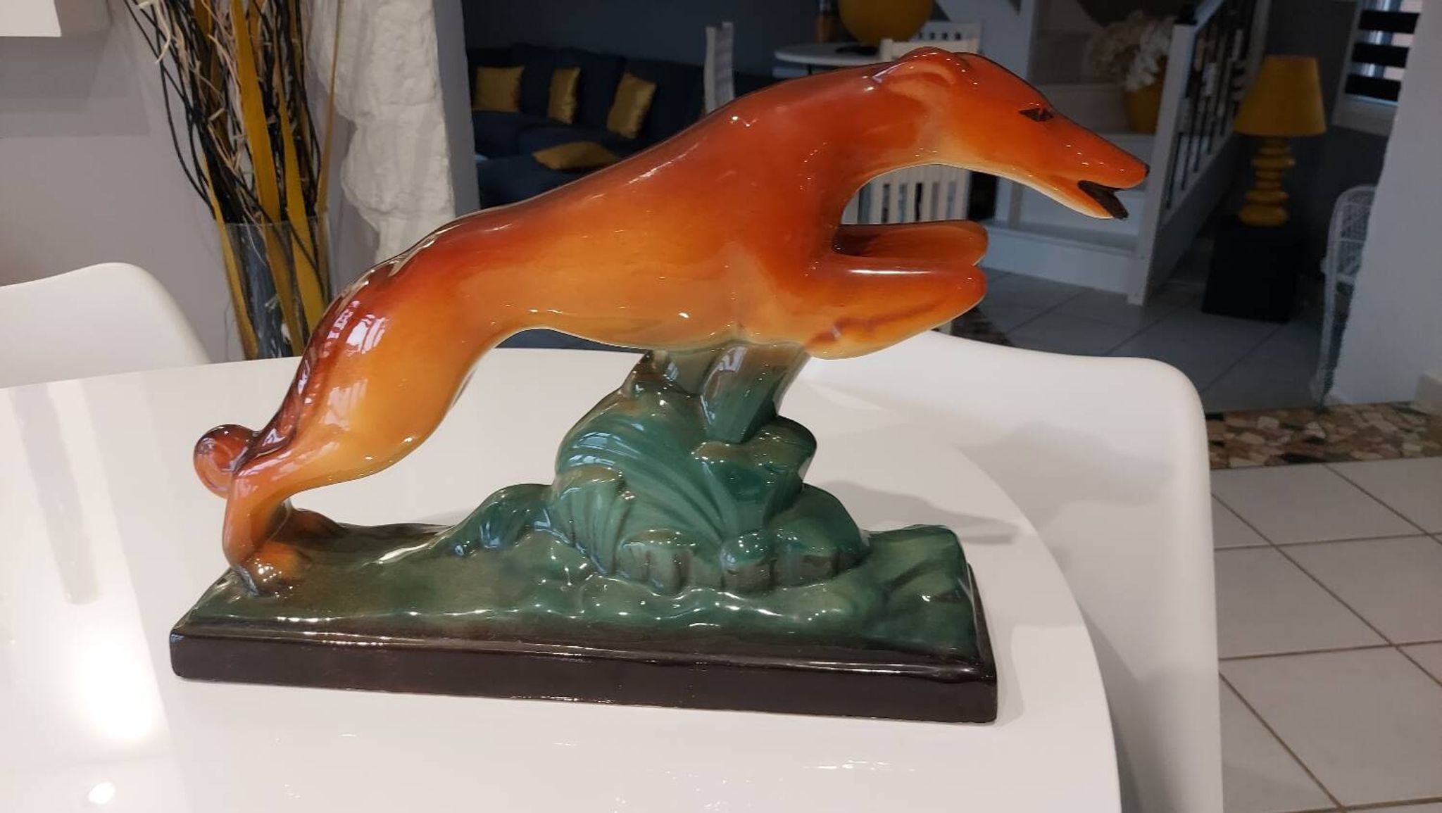 Sculture ceramique lévrier art déco années 1930