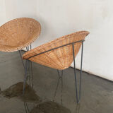 Paire de fauteuils de salon en rotin