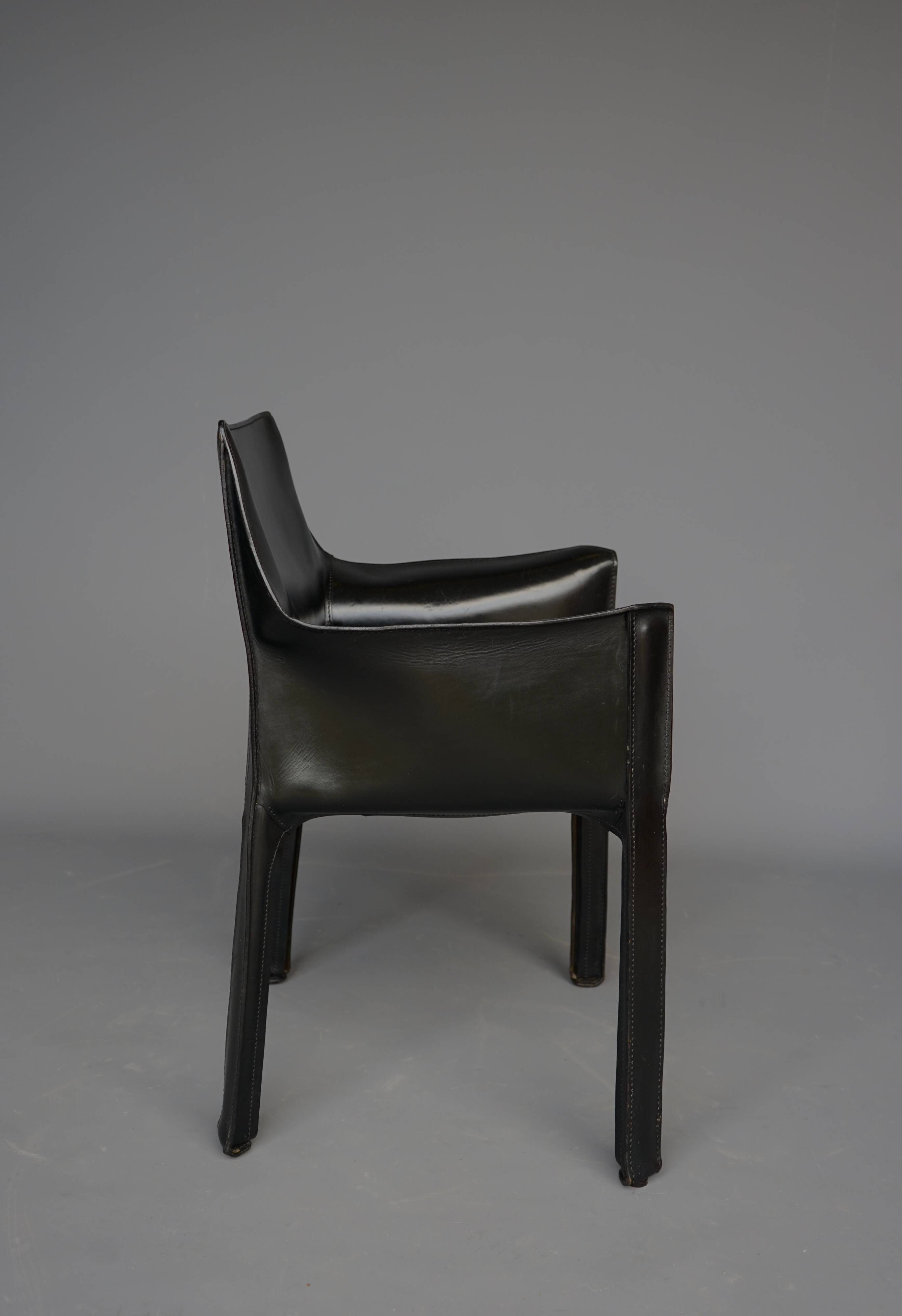 Leather 413 Cab Armchair by Mario Bellini for Cassina, 1970s