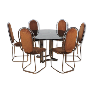 Dining room table and 6 chairs by Alessandro Alpizzi, 1970s, Set of 7