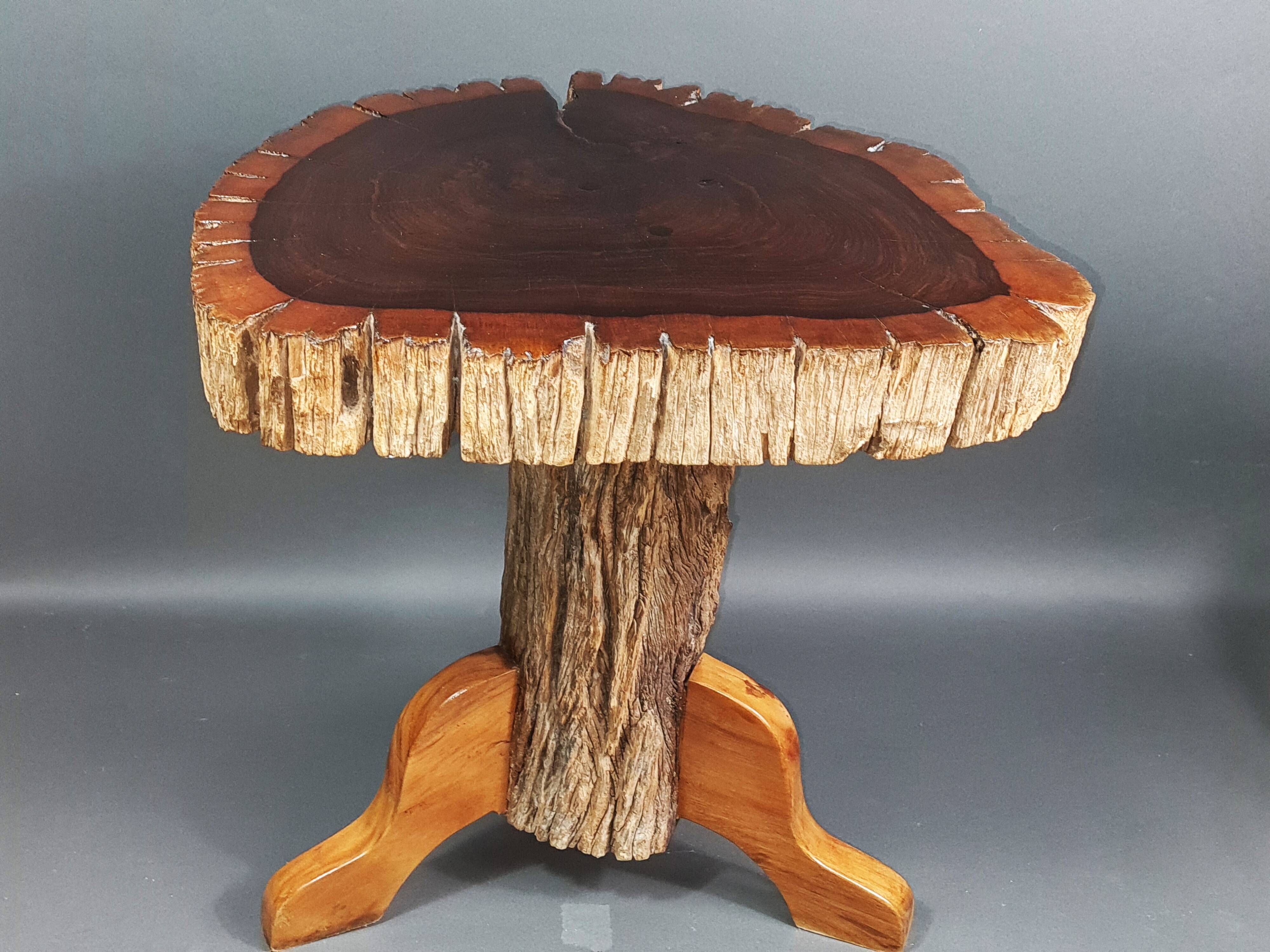 Brutalist teak stool or side table, 13 kg, 2 available D344 /1/