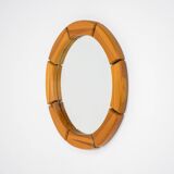 Sculptural wall-mirror in solid pine