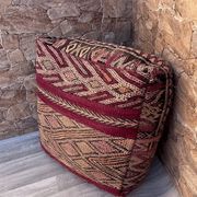 Outdoor Kilim Pouf - Moroccan Throw Pouf - Berber Ottoman Pouf - Oriental Pillow