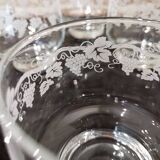Set of 6 water glasses decorated with grapes and vine branches France