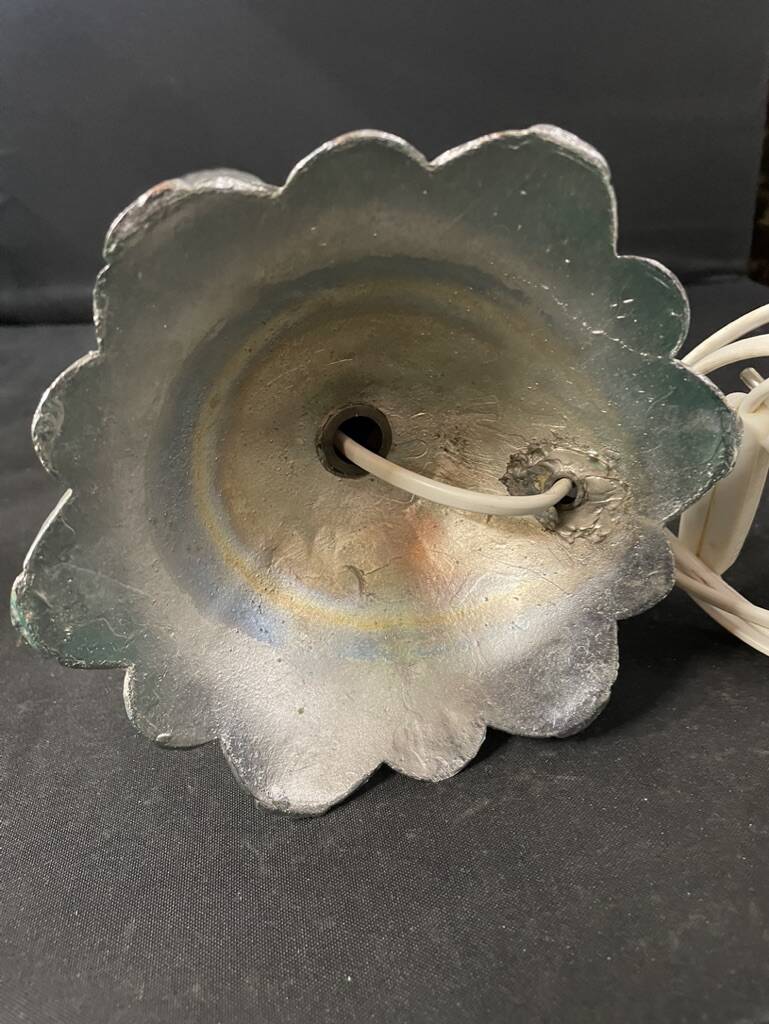 Art Deco table lamp – Silver bronze & pressed/molded glass
