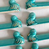 10 vintage duck blue ceramic knife holders from the 50s