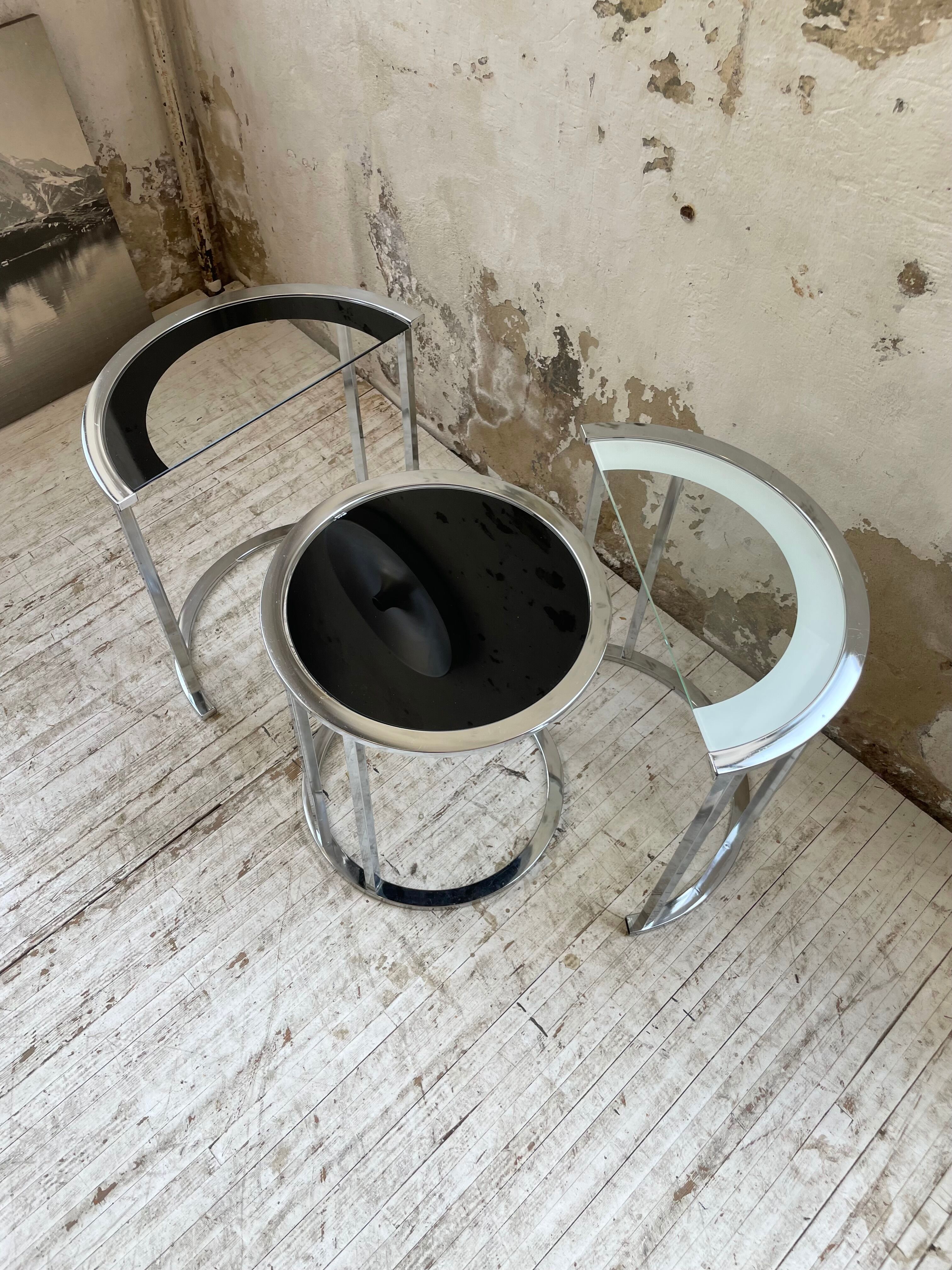 Trio of 70s chrome consoles