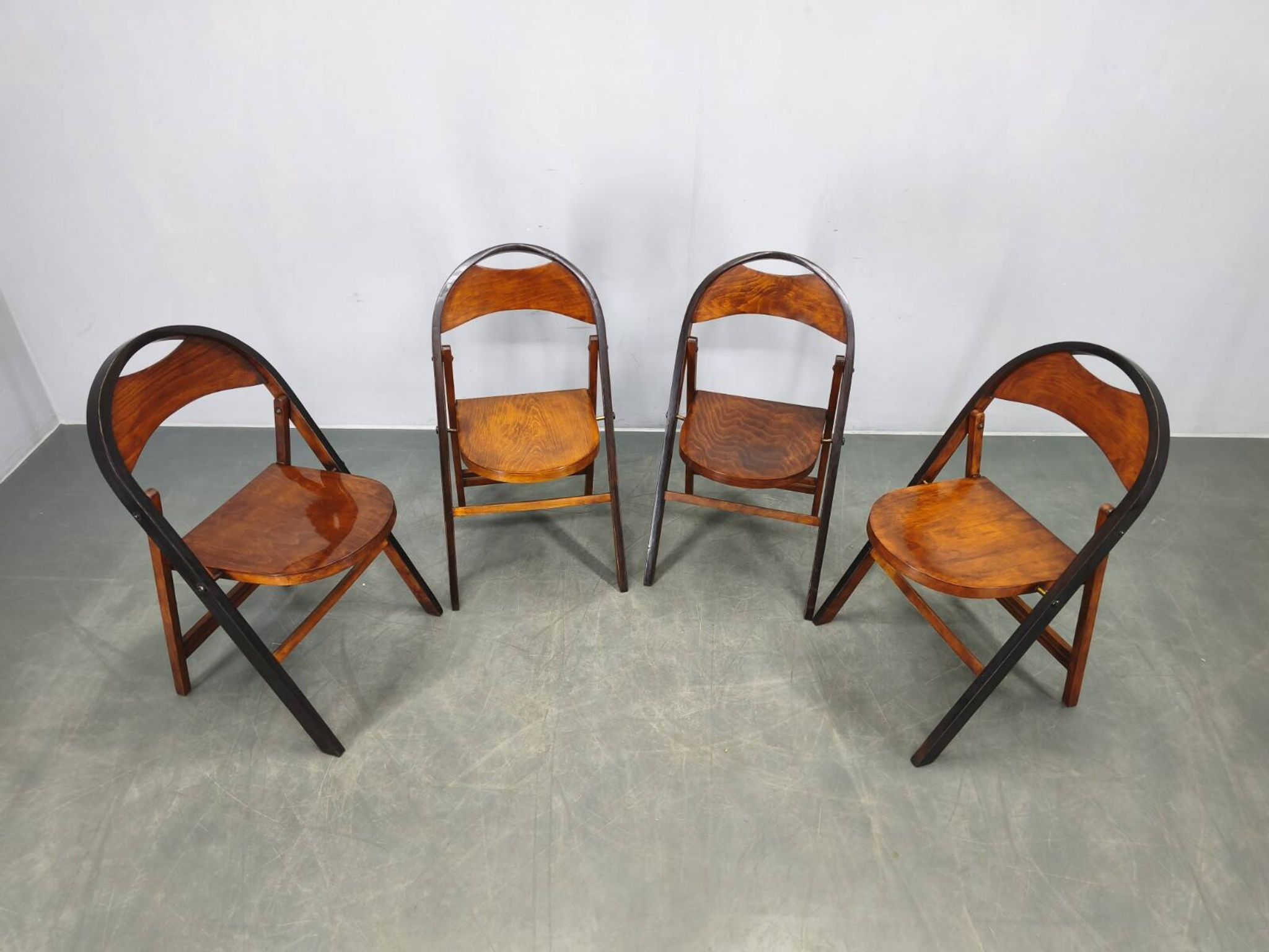 Set of Four Bauhaus Folding Chairs B751 by Ligna, Czechoslovakia 1930s