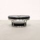 Large Italian circular bench in leather, chromed metal structure, 1970