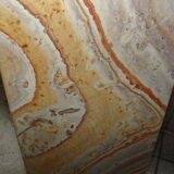 Large serpentine marble floor sheath vase carved into the mass