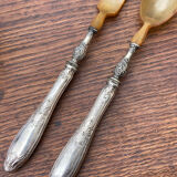Salad cutlery in silver filled and horn early twentieth century