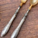 Salad cutlery in silver filled and horn early twentieth century