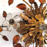 Italian ceiling lamp of Florence House Banci gilded and murano glasses design 70s