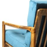 Vintage armchair navy blue velvet Mid century modern design by Zenon Bączyk 1965