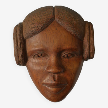 Tête sculptée en bois art africain
