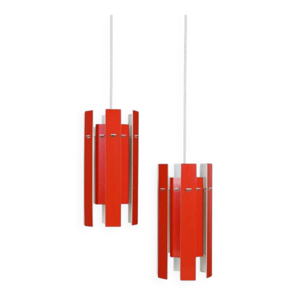 Ensemble de 2 lampes suspendues 'Cocktail' Fog & Mørup / Henning Rehhoff / Design danois moderne du milieu du siècle / Années 1970