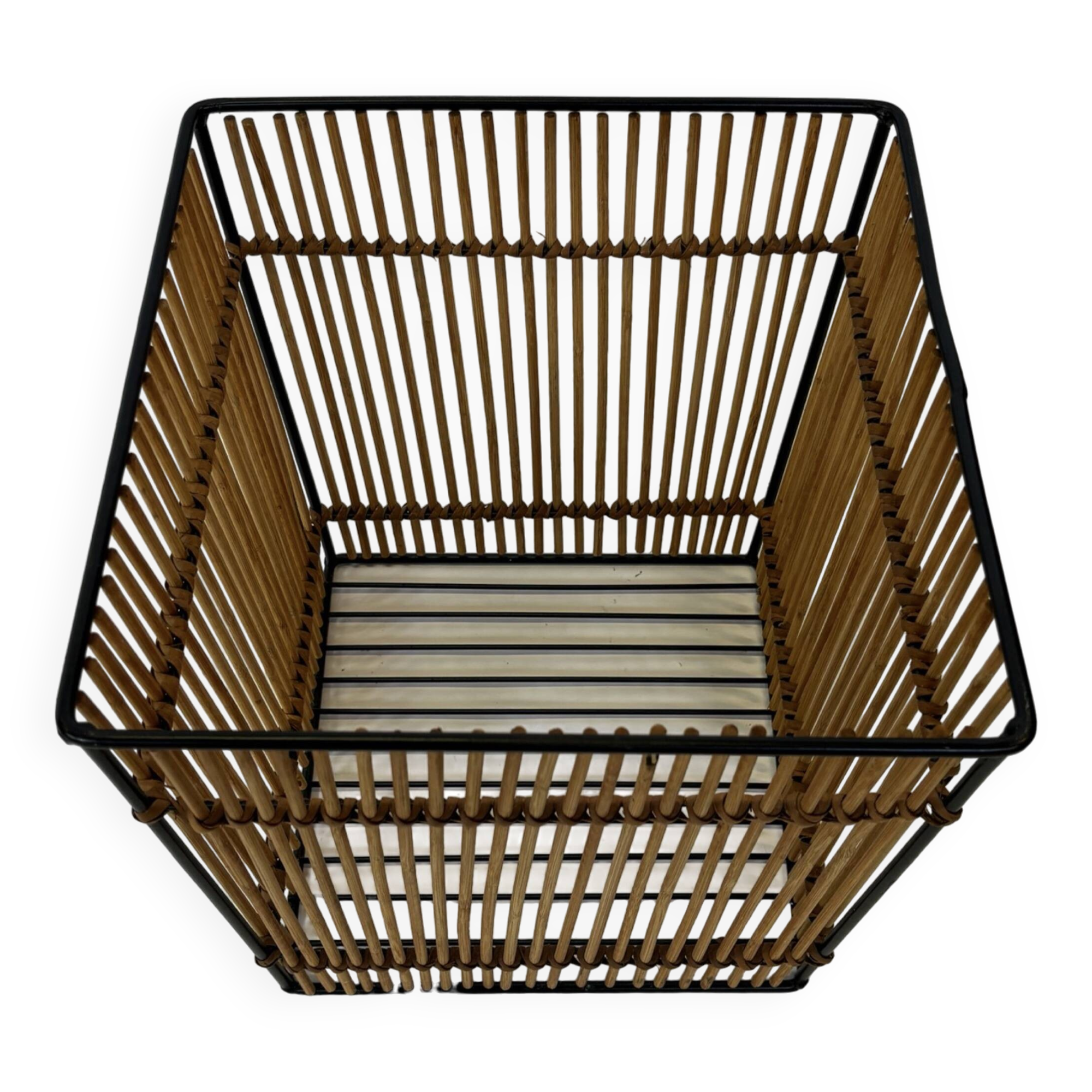 Vintage Rohe Noordwolde rattan basket by Dirk van Sliedrecht 60's Design