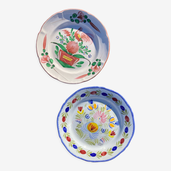 Two hand-painted earthenware plates